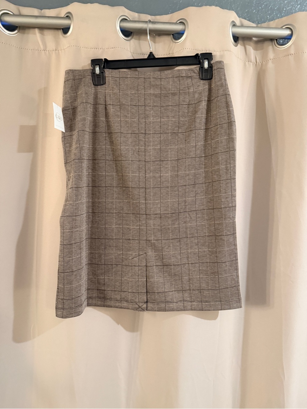 Cato Beige Plaid Pencil Skirt with Eyelet Trim - Picture 2 of 6